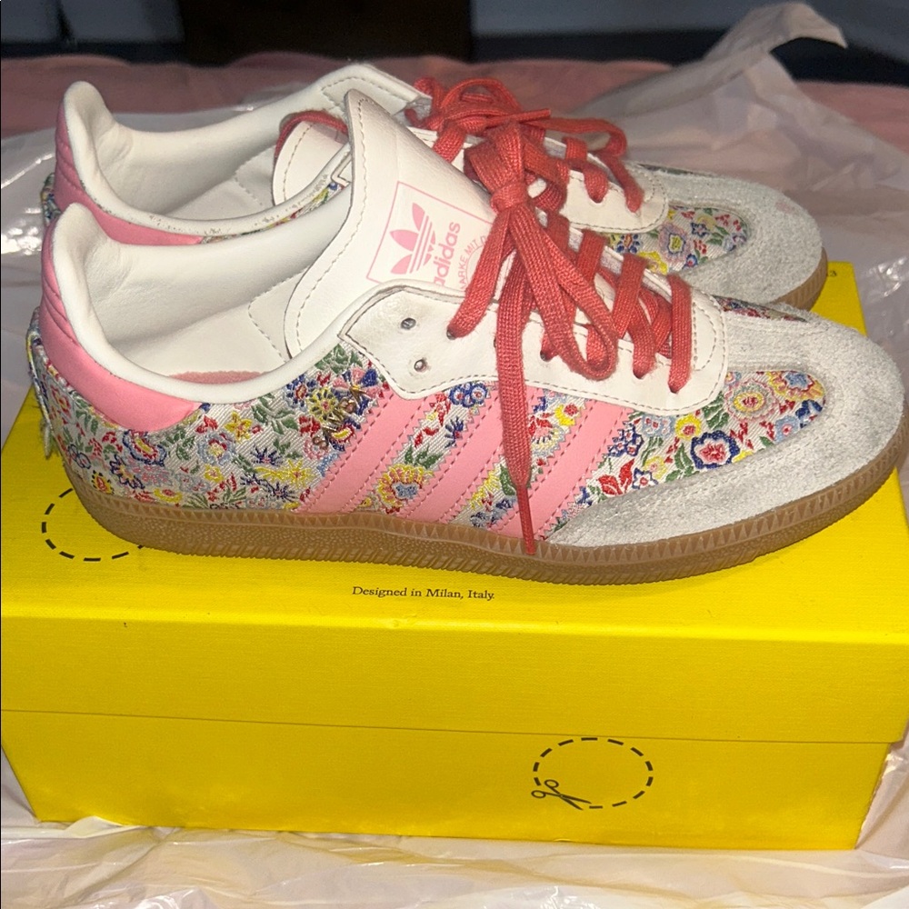 Adidas Kids Floral Pink & Red Classic Sneakers